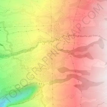 Mappa topografica Montvert, altitudine, rilievo