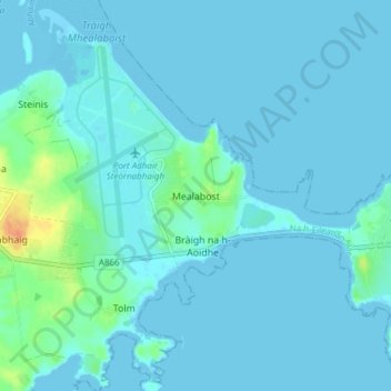 Mappa topografica Melbost, altitudine, rilievo