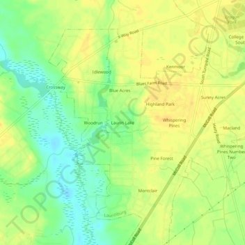 Mappa topografica Laurin Lake, altitudine, rilievo