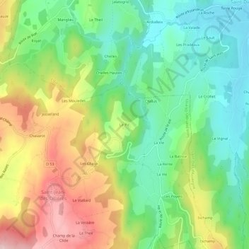 Mappa topografica Le Pic, altitudine, rilievo