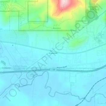 Mappa topografica Knoxville, altitudine, rilievo