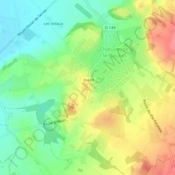 Mappa topografica Chatuzange, altitudine, rilievo