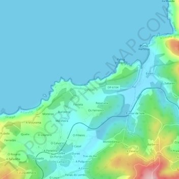 Mappa topografica O Picón, altitudine, rilievo