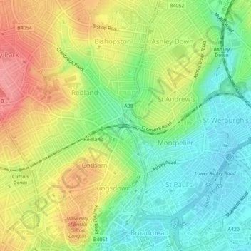 Mappa topografica The Arches, altitudine, rilievo