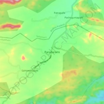 Mappa topografica Paradarami, altitudine, rilievo