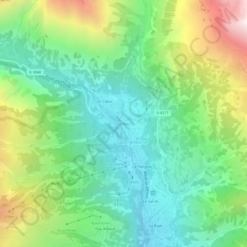 Mappa topografica Le Riou, altitudine, rilievo