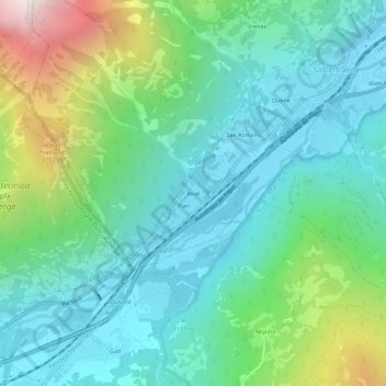 Mappa topografica Rival, altitudine, rilievo