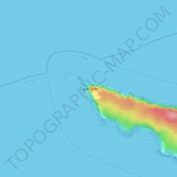 Mappa topografica Cape Split, altitudine, rilievo