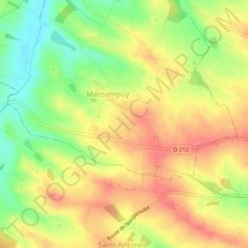 Mappa topografica Laurence, altitudine, rilievo