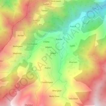 Mappa topografica Dewal, altitudine, rilievo