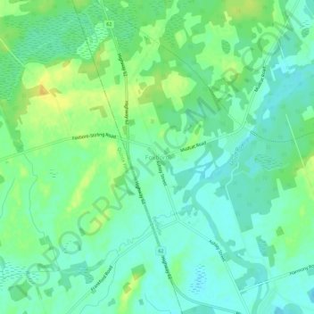 Mappa topografica Foxboro, altitudine, rilievo