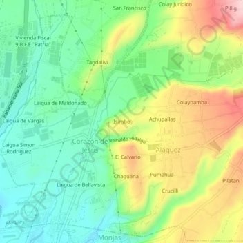 Mappa topografica Isimbo, altitudine, rilievo
