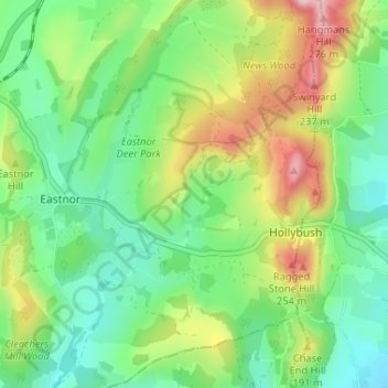 Mappa topografica Bronsil, altitudine, rilievo