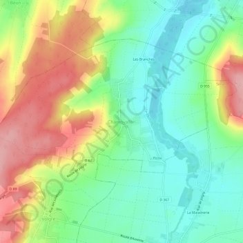 Mappa topografica Champvallon, altitudine, rilievo