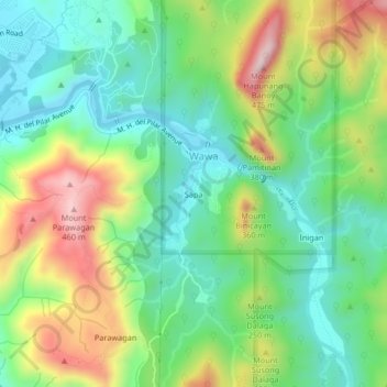Mappa topografica Sapa, altitudine, rilievo