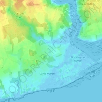 Mappa topografica St Leonards, altitudine, rilievo