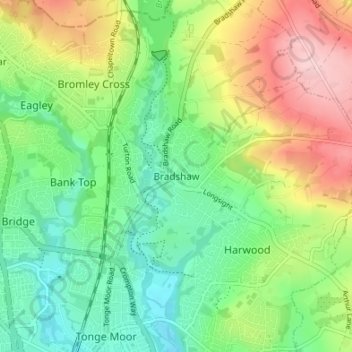 Mappa topografica Bradshaw, altitudine, rilievo
