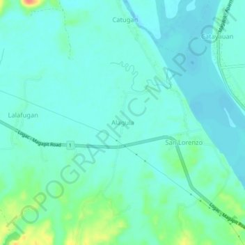 Mappa topografica Alaguia, altitudine, rilievo