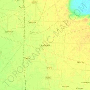 Mappa topografica Harchowal, altitudine, rilievo