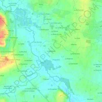 Mappa topografica La Gombais, altitudine, rilievo