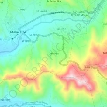Mappa topografica Cabianga, altitudine, rilievo