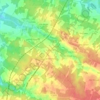 Mappa topografica La Roulerie, altitudine, rilievo