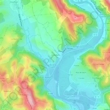 Mappa topografica Le Battut, altitudine, rilievo