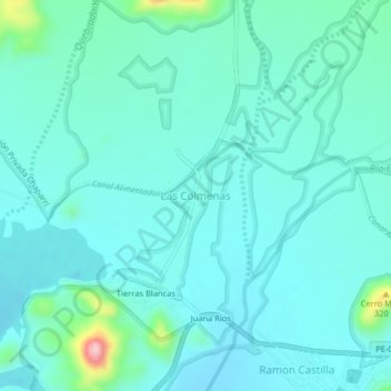 Mappa topografica Las Colmenas, altitudine, rilievo