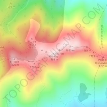 Mappa topografica Alto Rey, altitudine, rilievo
