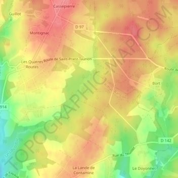 Mappa topografica Grandes Landes, altitudine, rilievo