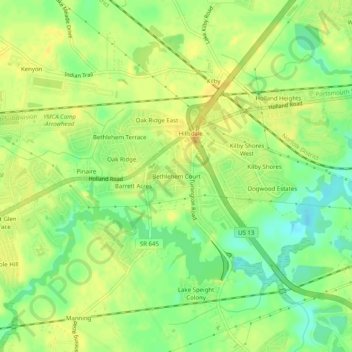 Mappa topografica Bethlehem Court, altitudine, rilievo