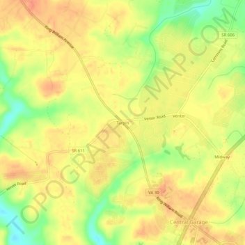 Mappa topografica Turpin, altitudine, rilievo