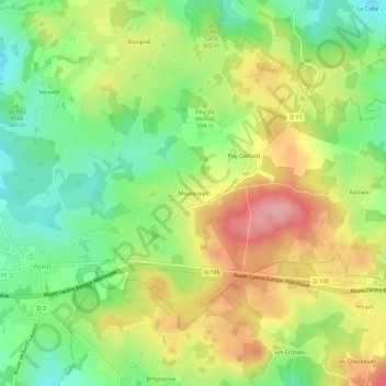 Mappa topografica Moulantier, altitudine, rilievo