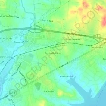 Mappa topografica Scottish Highlands, altitudine, rilievo
