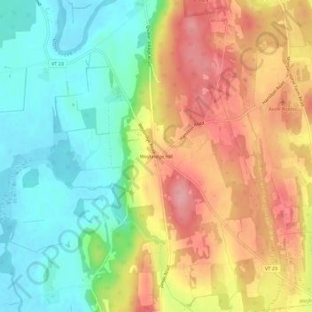 Mappa topografica Weybridge Hill, altitudine, rilievo