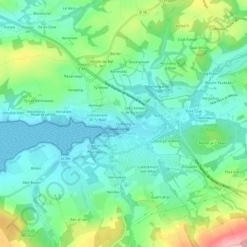 Mappa topografica Le Bourg, altitudine, rilievo