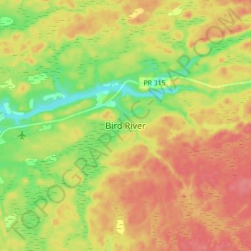 Mappa topografica Bird River, altitudine, rilievo
