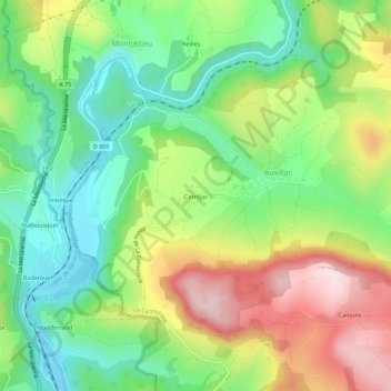 Mappa topografica Corréjac, altitudine, rilievo