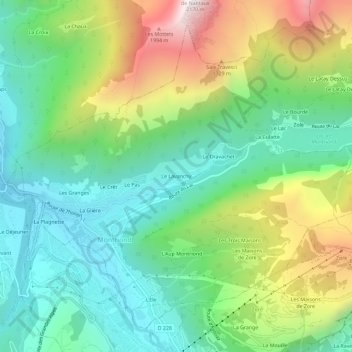 Mappa topografica Le Lavanchy, altitudine, rilievo