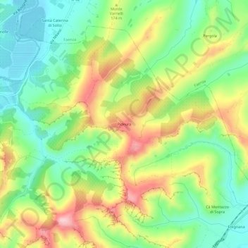 Mappa topografica Pideura, altitudine, rilievo