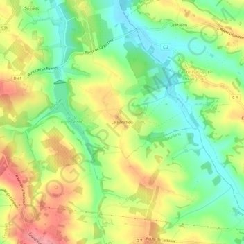Mappa topografica Le Baradieu, altitudine, rilievo