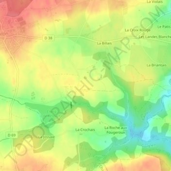 Mappa topografica La Rennelais, altitudine, rilievo