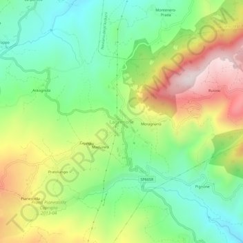 Mappa topografica Lagrimone, altitudine, rilievo