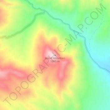 Mappa topografica Blood Mountain, altitudine, rilievo