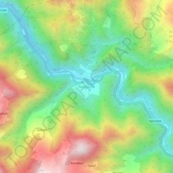 Mappa topografica Nalgaon, altitudine, rilievo