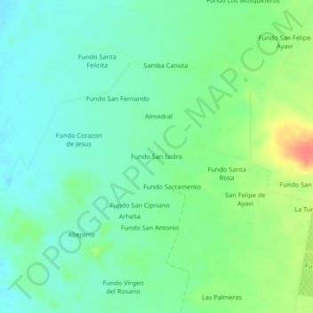 Mappa topografica Fundo San Isidro, altitudine, rilievo