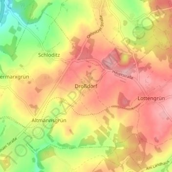 Mappa topografica Droßdorf, altitudine, rilievo