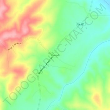 Mappa topografica Chappel, altitudine, rilievo