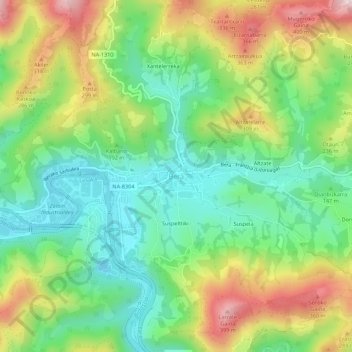 Mappa topografica Bera, altitudine, rilievo