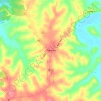Mappa topografica Saint Elizabeth, altitudine, rilievo